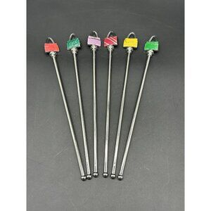 Miche Purse Swizzle Sticks Drink Stirrer Metal Enamel Rainbow Cocktail Bar Promo